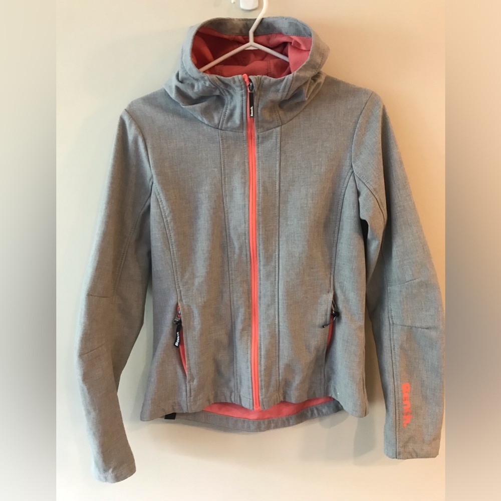 BENCH Gray and Pink Hooded Jacket
